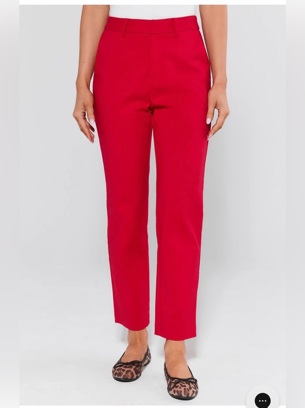 Tailored High-Rise Red Straight-Leg Trousers